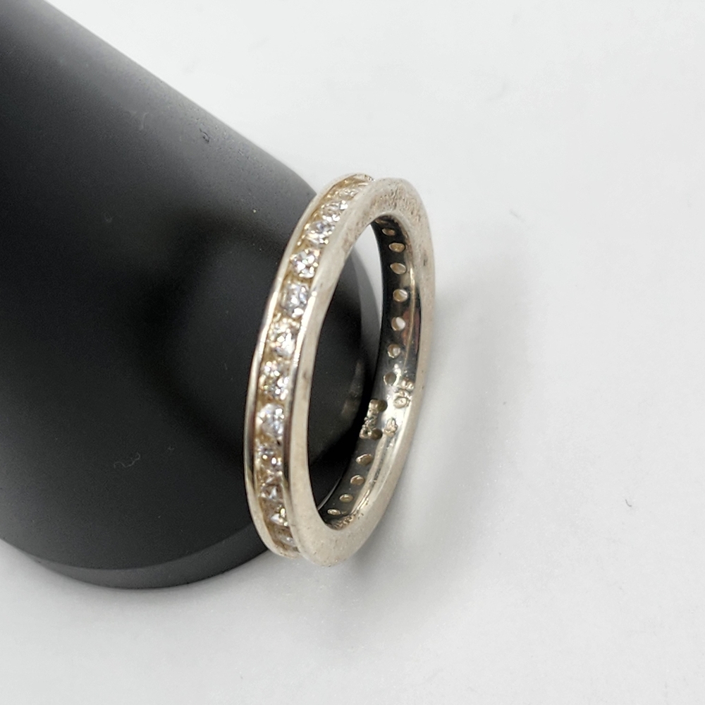 925 Sterling Silver Band Stackable Cz Ring Size 7… - image 4